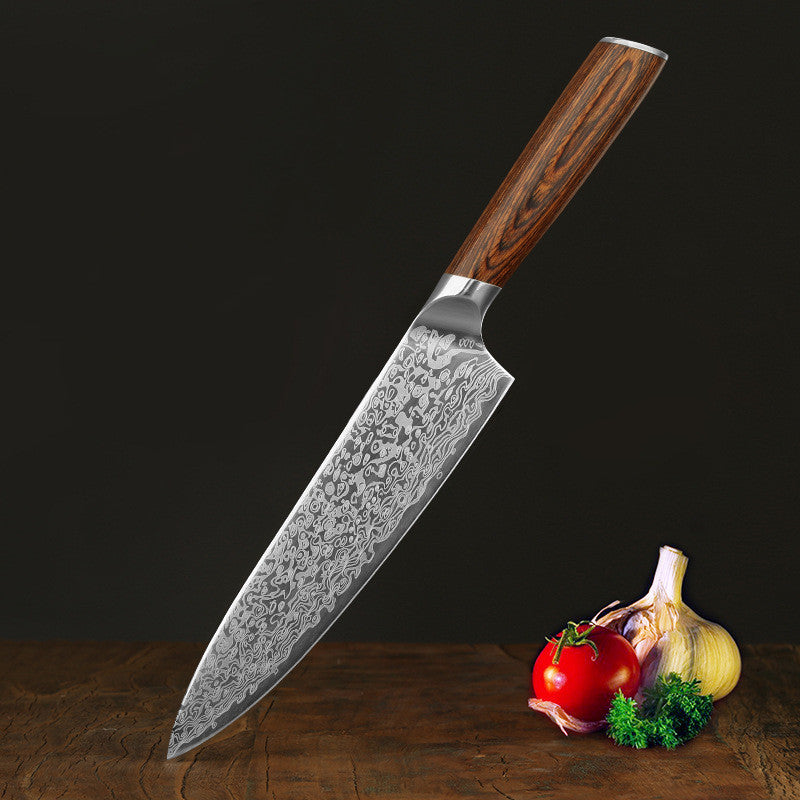 Damascus Leather Stainless Steel Kitchen Knife