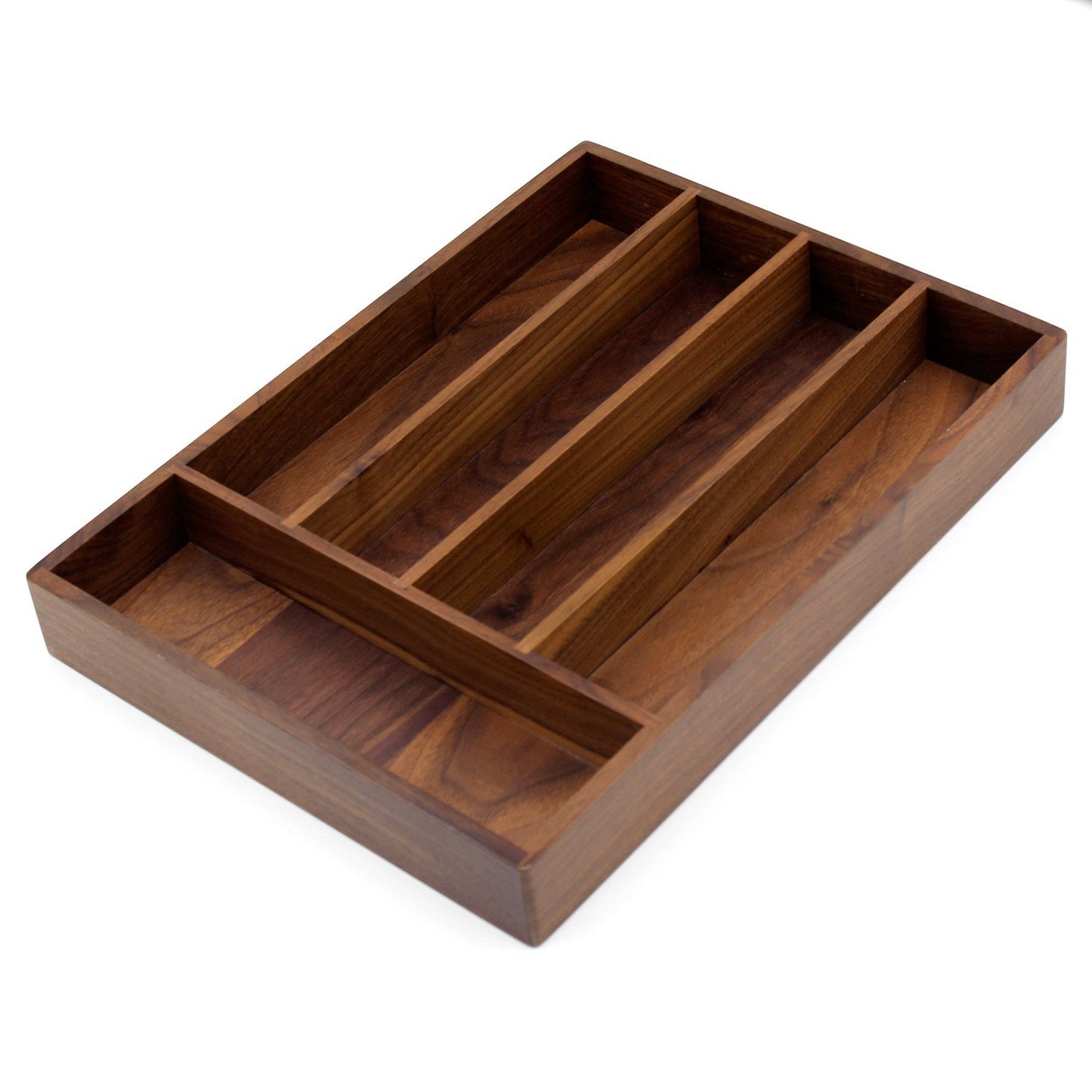 Black Walnut Cutlery Storage Box - Luxury Wooden Utensil Organizer for Kitchen & Dining