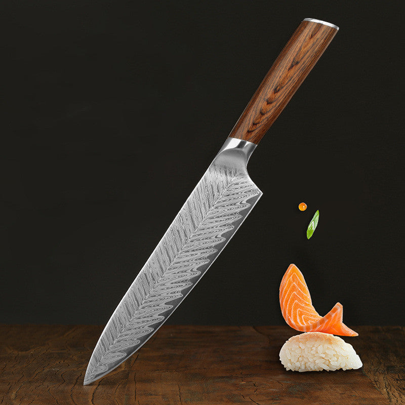 Damascus Leather Stainless Steel Kitchen Knife