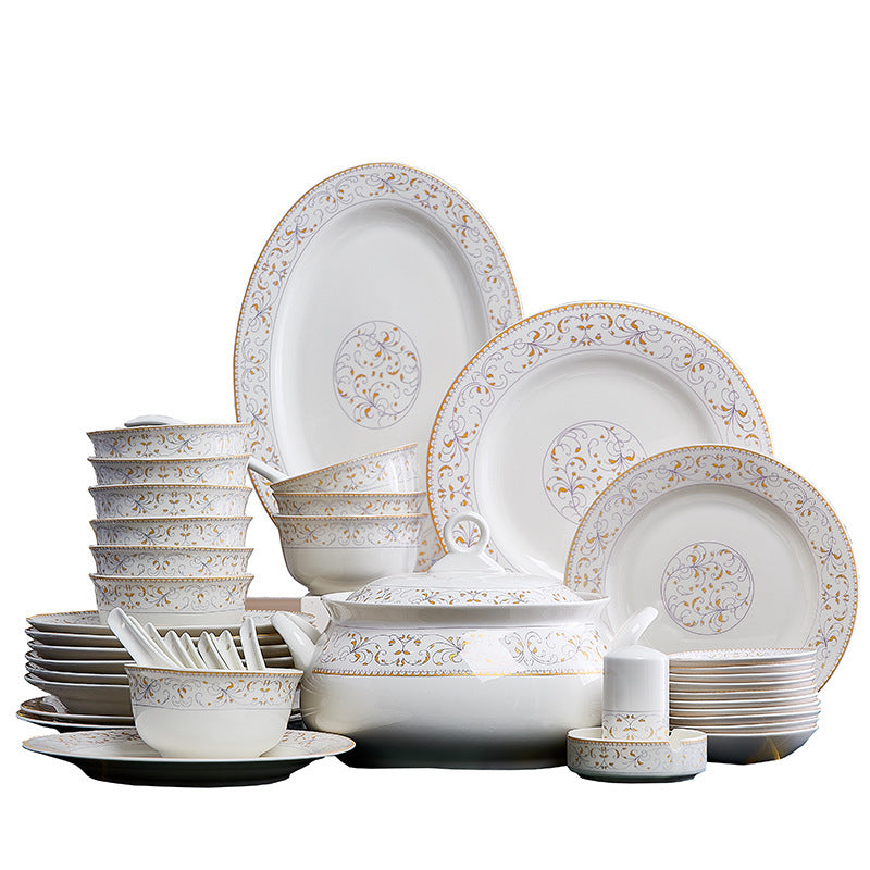 Elegant Chinese Porcelain Ceramic Set - A Timeless Collection for Your Dining Experience