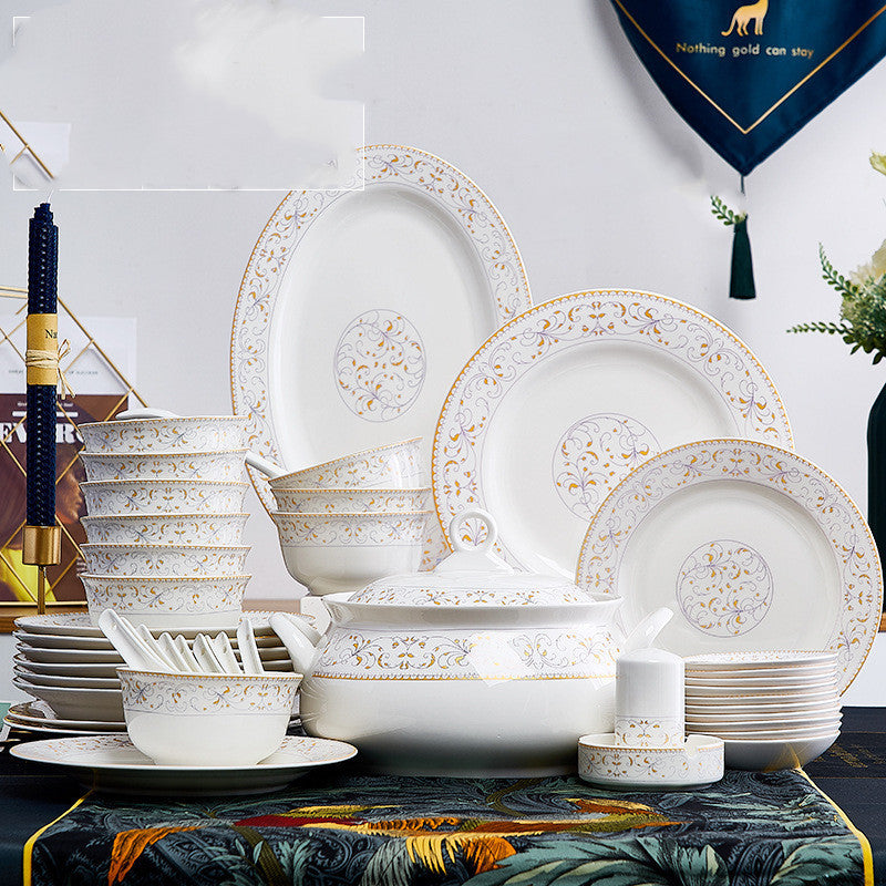 Elegant Chinese Porcelain Ceramic Set - A Timeless Collection for Your Dining Experience