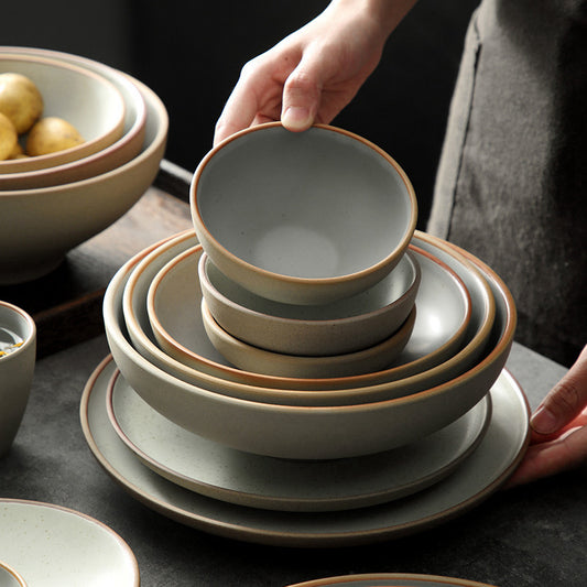 Ceramic Tableware - Fashion & Simplicity: Elegant Dinnerware Set for One or Two People in Wax White or Wax Blue