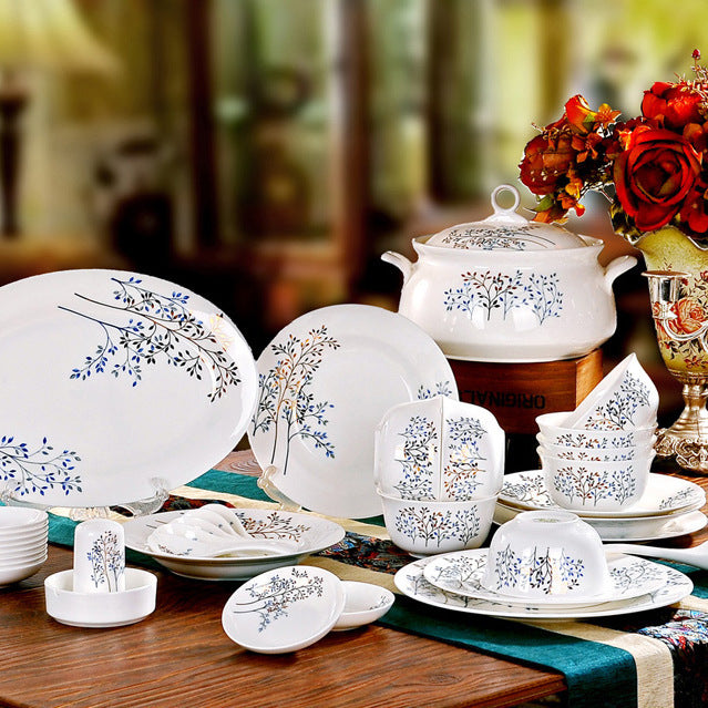 Elegant Chinese Porcelain Ceramic Set - A Timeless Collection for Your Dining Experience