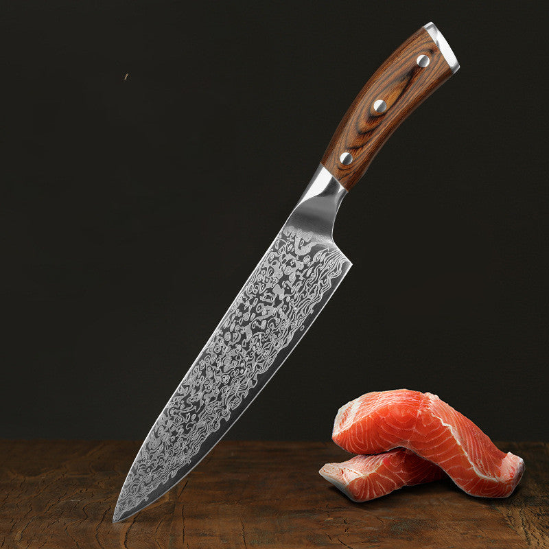 Damascus Leather Stainless Steel Kitchen Knife