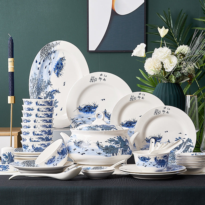 Elegant Chinese Porcelain Ceramic Set - A Timeless Collection for Your Dining Experience