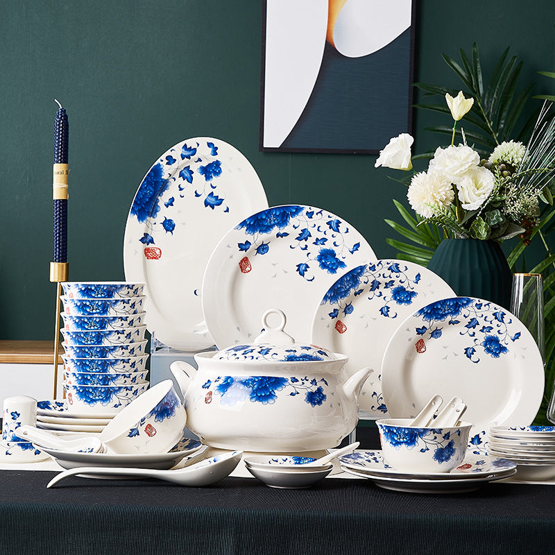 Elegant Chinese Porcelain Ceramic Set - A Timeless Collection for Your Dining Experience